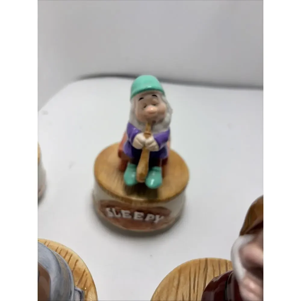 RARE Vintage - Set Schmid Snow White 7 Dwarfs Rotating Music Boxes 1987 Working